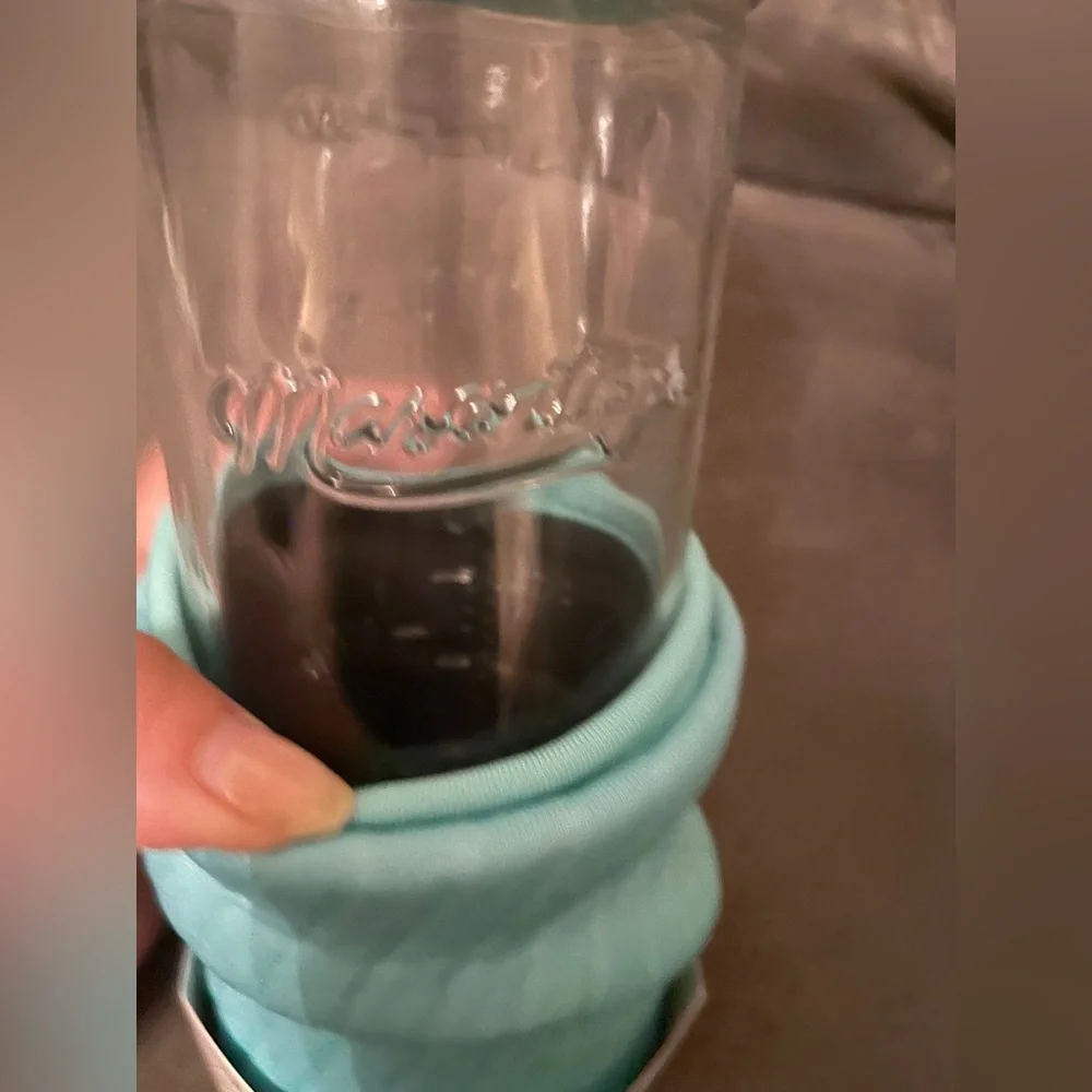 Masontops Mason Jar Hydration Kit Water Bottle Glass Tumbler Teal Neoprene Cover